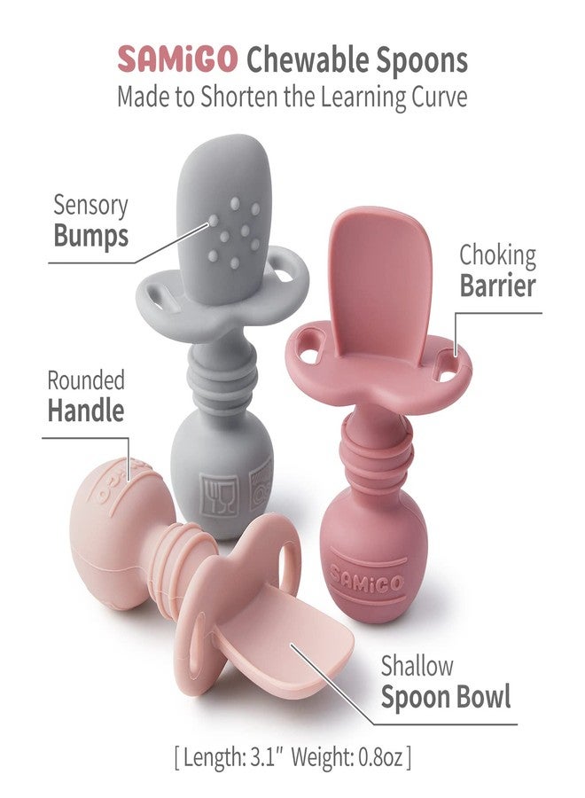 SAMiGO Silicone Baby Utensils - Self Feeding Spoons and Tiny Training Cup - First Stage Baby Led Weaning Supplies for 6 Months+ Infants - Set of 3 - Image 5